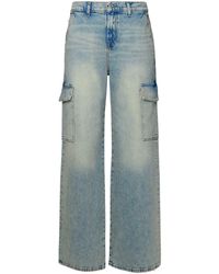7 For All Mankind - Light Blue Cotton Blend Cargo Jeans - Lyst