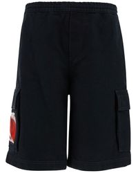 M44 LABEL GROUP - Black Cargo Bermuda Shorts With Logo Embroidery In Cotton Man - Lyst
