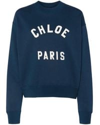 Chloé - Mock-Neck Cotton Fleece Logo Sweater - Lyst