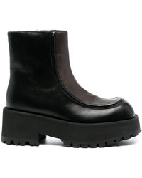 Marni Two-tone Square-toe Leather Boots - Black