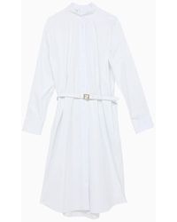 Fendi - White Chemisier Dress With Belt - Lyst