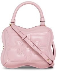 Ganni - Small Butterfly Crossbody Bag In Glossy Recycled Calf Leather And Synthetic Material - Lyst