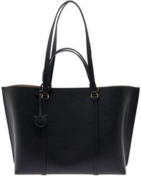 Pinko - Large Tote Bag With Logo Charm - Lyst