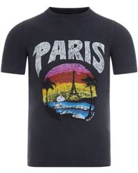 Balenciaga - Fitted T-Shirt Paris Tropical Str Jersey Peel - Lyst