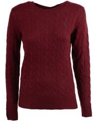 Ralph Lauren - Bordeaux Wool And Cashmere Cable Knit Sweater - Lyst