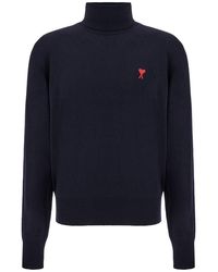 Ami Paris - Turtleneck Merino Wool Sweater - Lyst