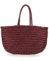 Dragon Diffusion - 'bamboo Triple Jump' Bordeaux Tote Bag In Woven Leather Woman - Lyst