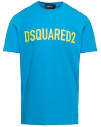 DSquared² - Light E T-shirt With Contrasting Lettering In Cotton Man - Lyst