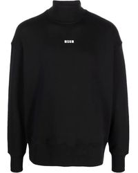 MSGM Logo-print High-neck Sweatshirt - Black