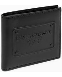 Dolce & Gabbana - Dolce&gabbana Black Leather Bi Fold Wallet With Logo - Lyst