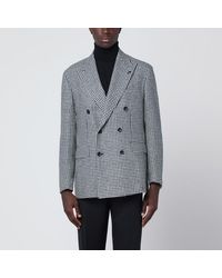 Tagliatore - Black/white Houndstooth Double-breasted Jacket - Lyst