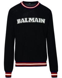 Balmain - Wool Intarsia Knit Jumper - Lyst
