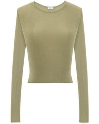 Saint Laurent - Ribbed-Knit Cropped Top - Lyst