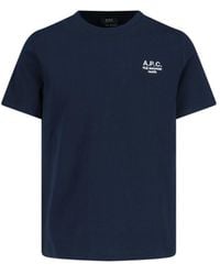 A.P.C. - Crewneck T-Shirt With Logo Embroidered On The Front - Lyst