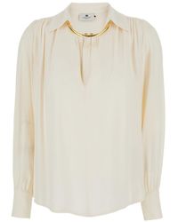 Elisabetta Franchi - Shirt With Metallic Collar Decoration - Lyst