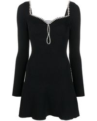 Self-Portrait - Diamante-embellished Ribbed-texture Knitted Mini Dress X - Lyst