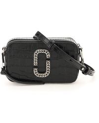 Marc Jacobs Leather The Croc Embossed Snapshot Crossbody Bag in Grey ...
