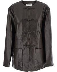 Rohe - Brown Jacket With Front Toggle Closure In Leather Woman - Lyst