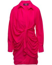 Jacquemus - 'La Robe Bahia' Fuchsia Short Draped Shirt Dress - Lyst