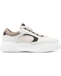 Fendi - Force Leather Sneakers With Ff Jacquard And Mesh Details Shoes - Lyst