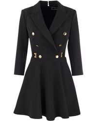 Elisabetta Franchi - Robe-manteau In Double Crepe With Godet Skirt - Lyst