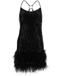 Liu Jo - Short Sequined Dress With Feathers - Lyst