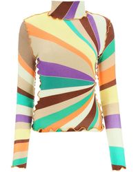 Siedres - Multicolored Turtleneck Sweater With Gathered Stitching - Lyst