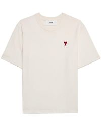 Ami Paris - Ami Paris Logo-embroidered Organic Cotton T-shirt - Lyst