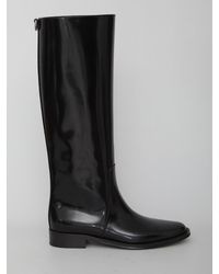 Saint Laurent - Hunt Boots In Glazed Leather - Lyst