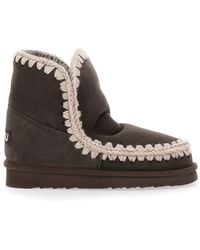 Mou - 'Eskimo' Ankle Boots With Crochet Details And Logo Patch On The Rear - Lyst