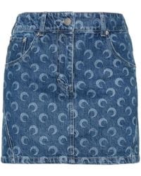 Marine Serre - Moon Print Denim Mini Skirt - Lyst