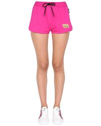 Versace - Shorts With Greek Logo Patch - Lyst