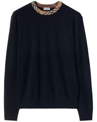 Burberry - Row Neck Sweather With Logo - Lyst