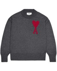 Ami Paris - De Coeur Intarsia-Logo Wool Jumper - Lyst