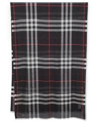 Burberry - Giant Check Wool And Silk Blend Scarf - Lyst