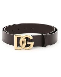 Dolce & Gabbana Lux Leather Belt With Crossed Dg Logo - Multicolour