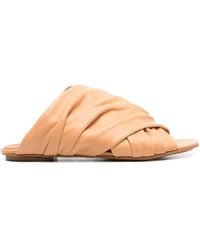 Forte Forte - Leather Crossed Flat Sandals Shoes - Lyst