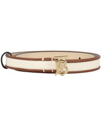 Burberry - Canvas And Leather Tb Belt - Lyst