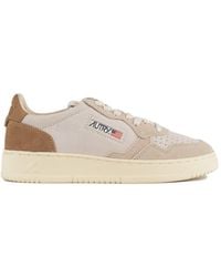 Autry - Medalist Low Tricolor Sand And Cigar Color Suede Sneakers - Lyst