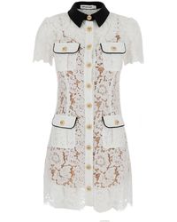 Self-Portrait - Mini Dress With Contrasting Collar And All-Over Fl - Lyst