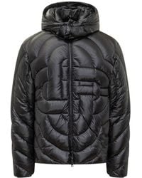CASABLANCA - Black Nylon Down Jacket With Quilted Logo - Lyst