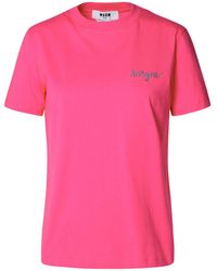 MSGM - Fuchsia Cotton T-shirt - Lyst