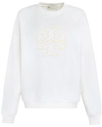 Tory Burch - Logo Detail Cotton Sweatshirt - Lyst