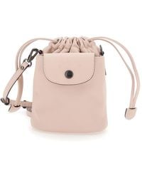 Longchamp - 'le Pliage Xtra' Pink Shoulder Bag With Drawstring Closure And Adjustable And Removable Shoulder Strap In Leather Woman - Lyst