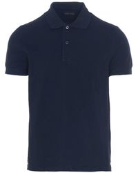 Tom Ford Logo Embroidery Cotton Polo Shirt - Blue