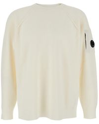 C.P. Company - Crewneck Sweater With Logo Plaque On The Sleeve - Lyst