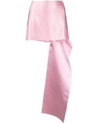 Prada Asymmetric-train Silk Mini Skirt - Pink