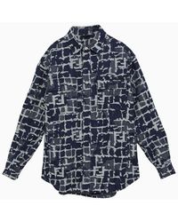 Fendi - Blue Ff Patterned Denim Shirt Jacket - Lyst