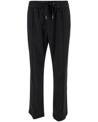 Dolce & Gabbana - Black Sweatpants With Drawstring In Wool Blend Man - Lyst