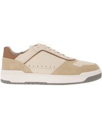 Brunello Cucinelli - Basket Trainers In Grained Calfskin And Washed Suede - Lyst